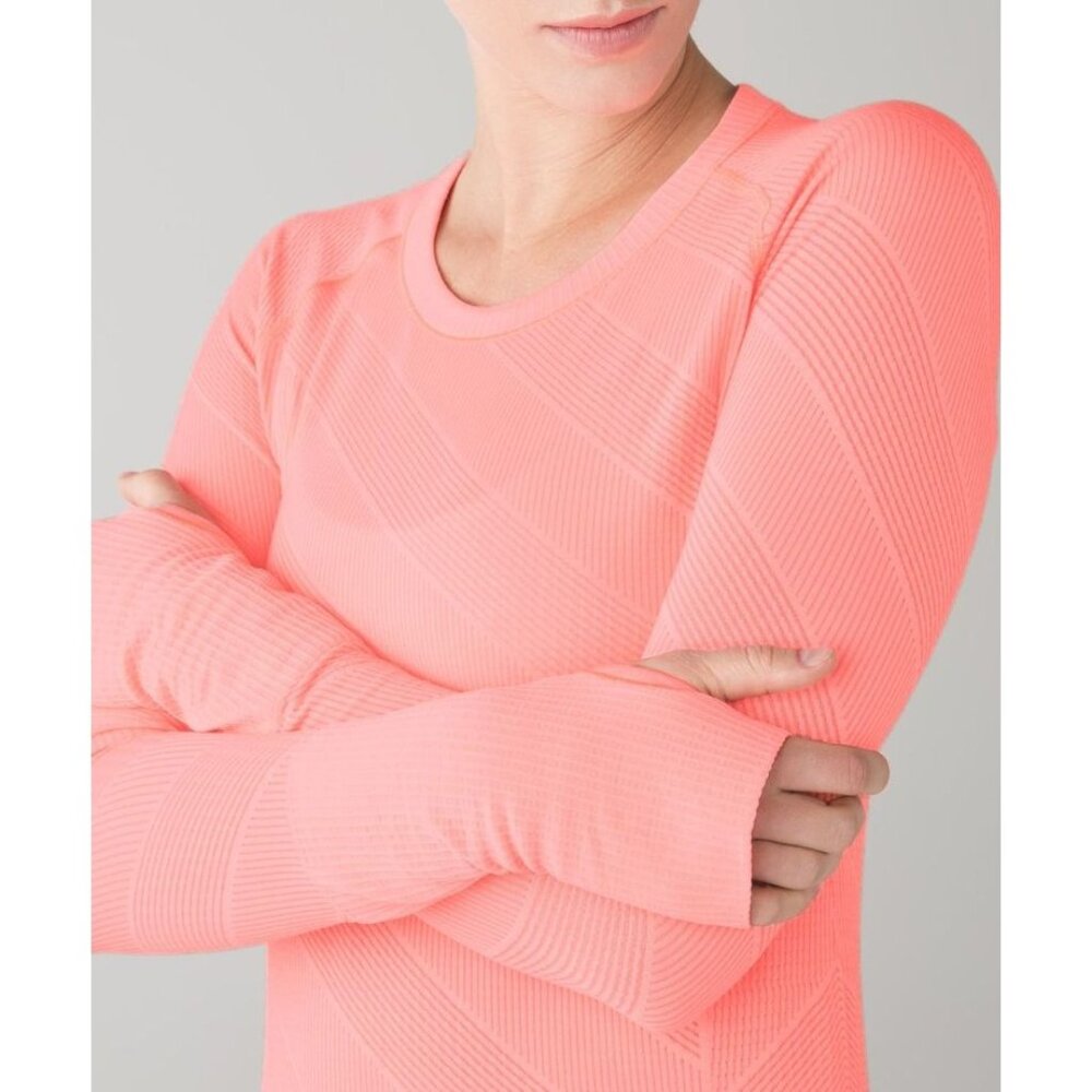 Lululemon Swiftly Tech Long Sleeve Crew Heathered Grapefruit Size 6
